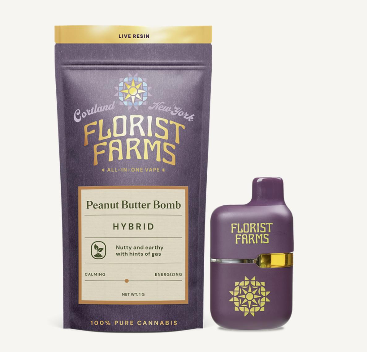 Florist Farms - Florist Farms | Peanut Butter Bomb | Live Resin Disposable | 1g - 1