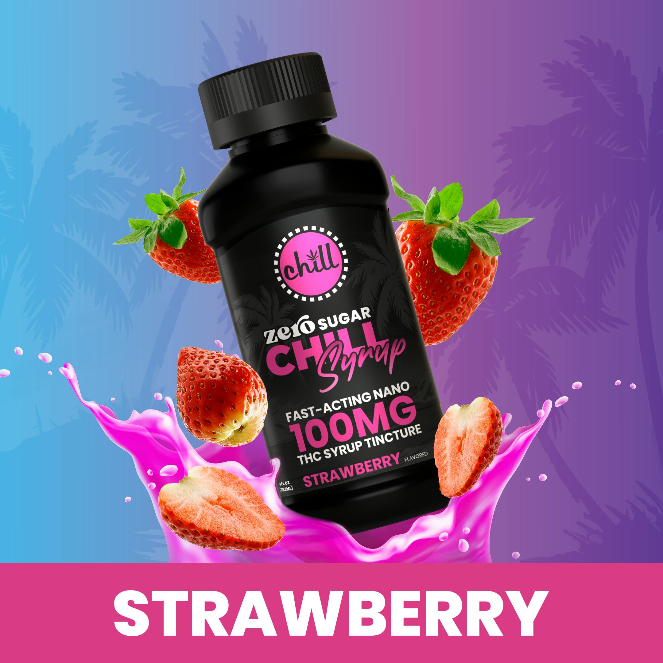 Chill Medicated - Strawberry | ZERO Sugar 100mg THC Syrup | Chill Medicated - 1