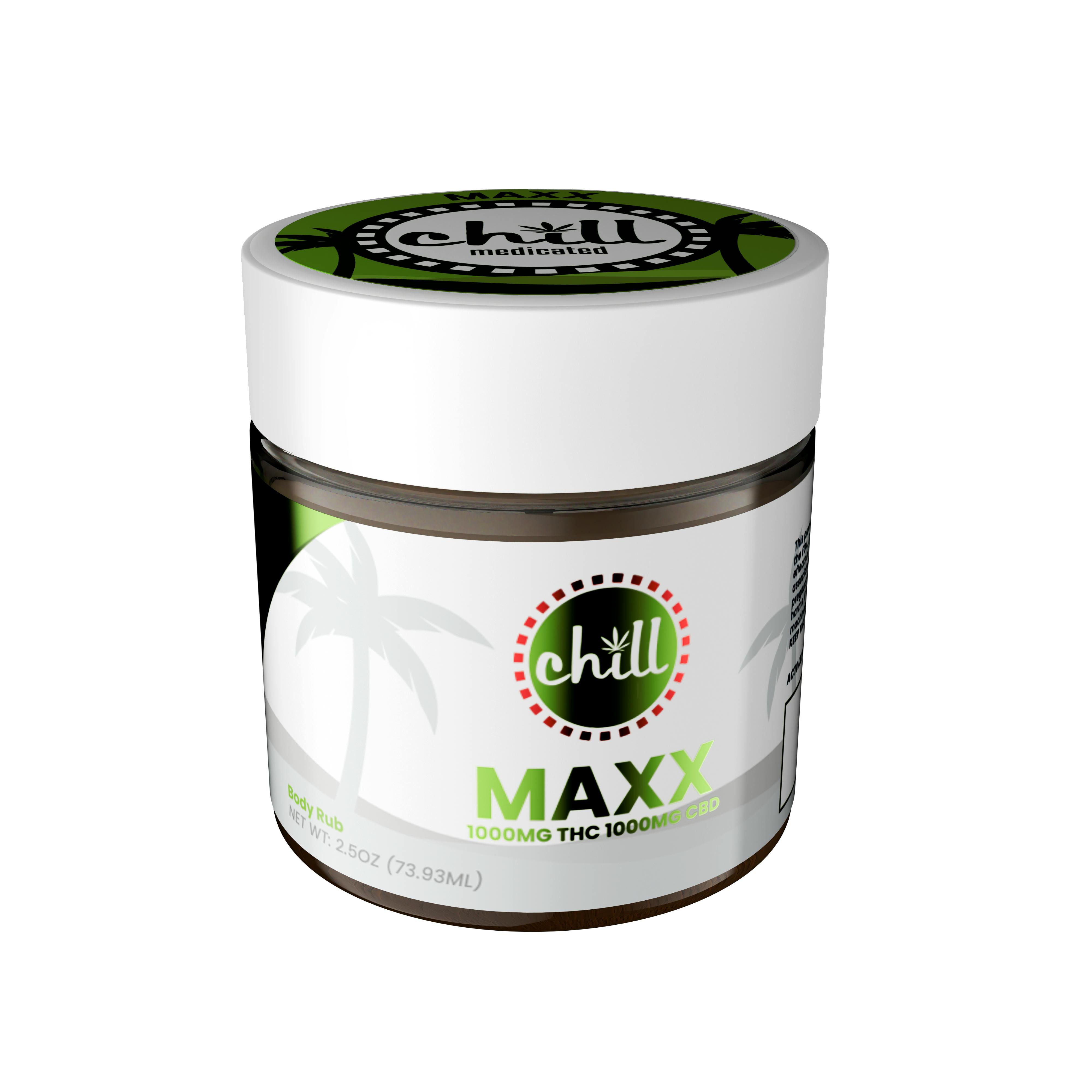 Chill Medicated - 1000mg THC : 1000mg CBD | MAXX Body Rub | Chill Medicated | REC - 1