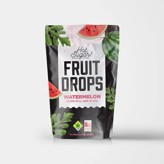 Hot Sugar! - Fruit Drops | Watermelon Gummies (1:1 CBD/THC) | 100mg | 10ct | 10mg/ea - 1