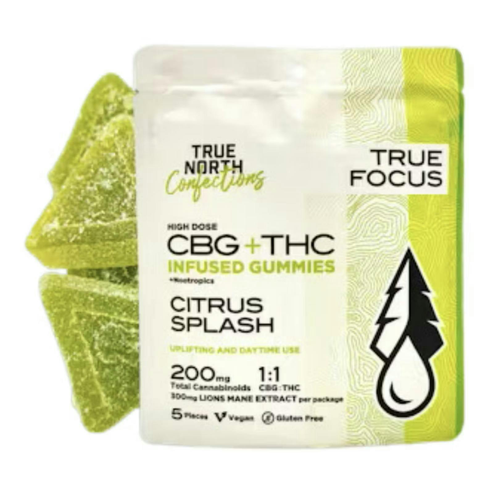 True North Collective MI - True North | Citrus Splash 1:1 THC:CBG Gummies | 100mg | 5ct | 20mg/ea - 1
