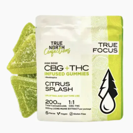 True North Collective MI - True North | Citrus Splash 1:1 THC:CBG Gummies | 100mg | 5ct | 20mg/ea - 1