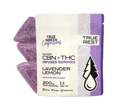 True North Collective MI - True North | Lavender Lemon 1:1 THC:CBN Gummies | 100mg | 5ct | 20mg/ea - 1