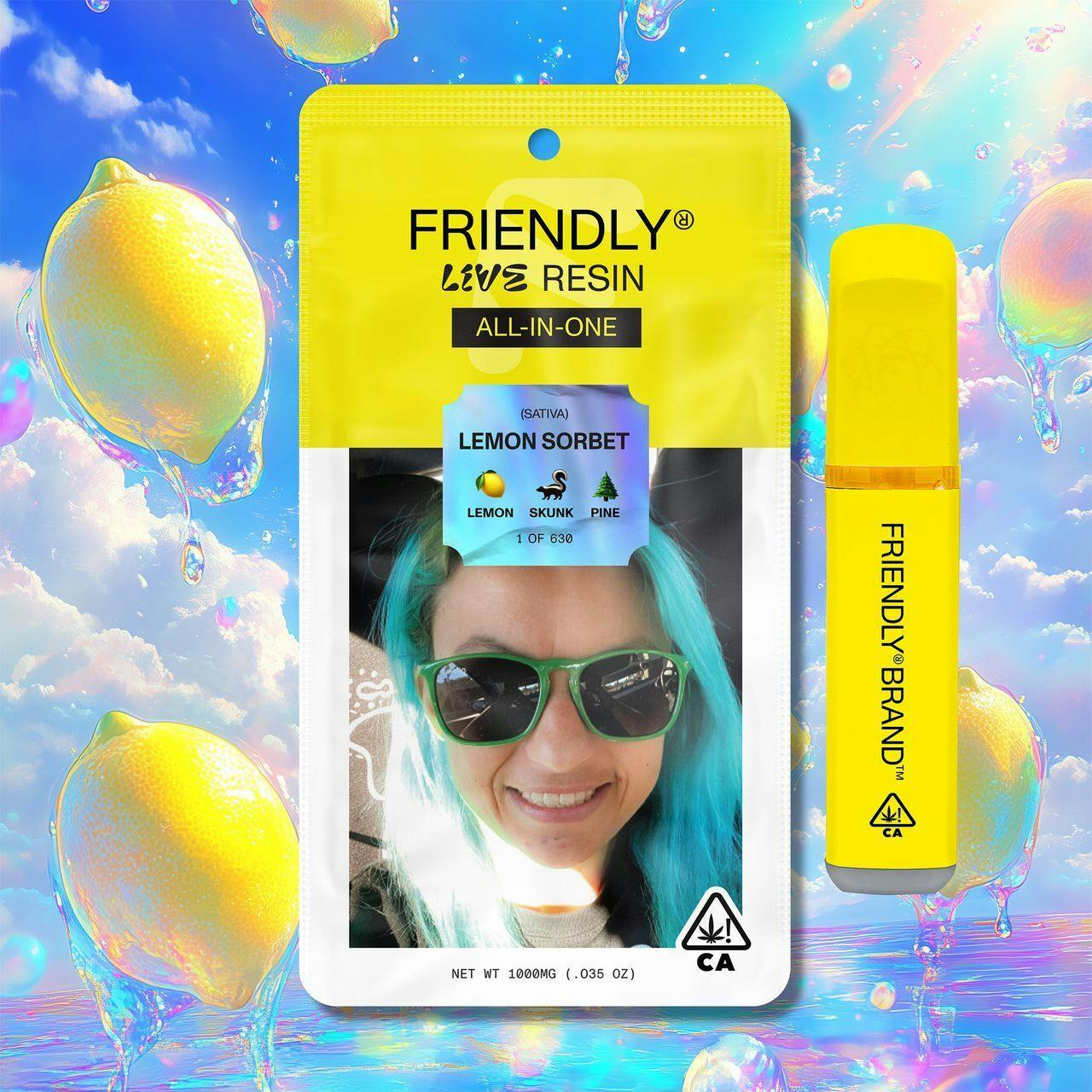 Friendly Brand - Friendly Brand | Lemon Sorbet | Live Resin AIO | 1g - 1