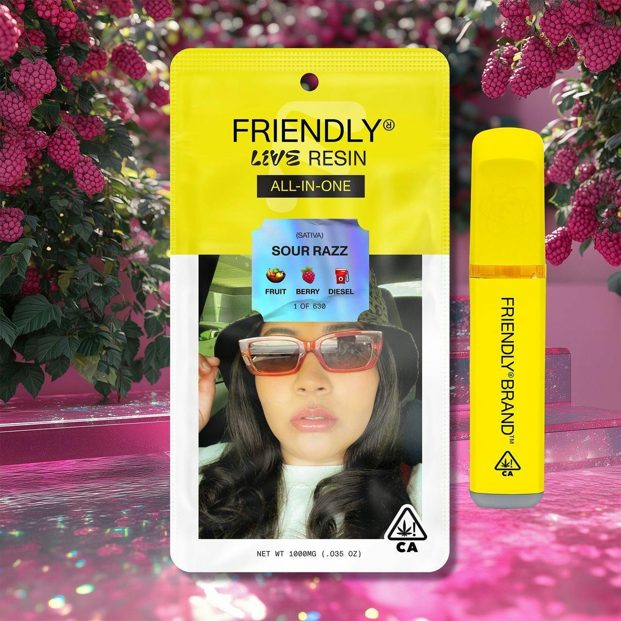 Friendly Brand - Friendly Brand | Sour Razz | Live Resin AIO | 1g - 1