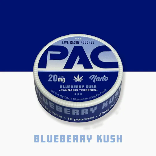 Pac Pouches - PAC | Blueberry Kush | Live Resin Edibles | 200mg | 10ct | 20mg/ea - 1