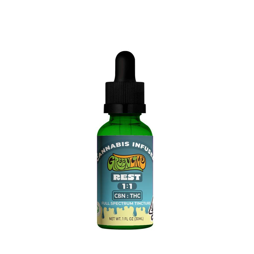 Greenline - REST Tincture | 1:1 CBN:THC (500mg) | MCT Oil + Full-Spectrum RSO - 1