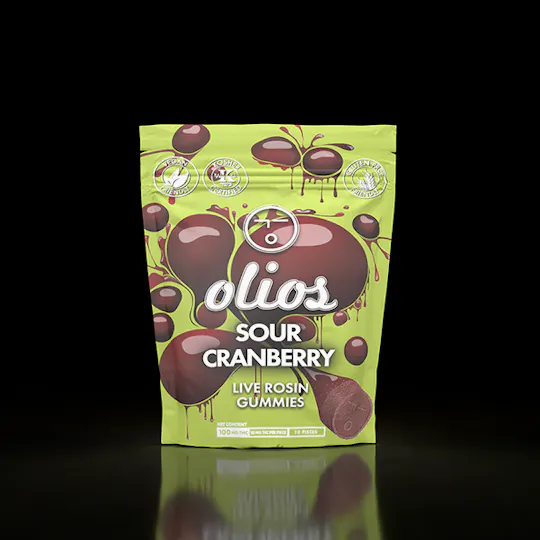 OLIO - Olio | Sour Cranberry Live Rosin Gummies | 100mg | 10ct | 10mg/ea - 1