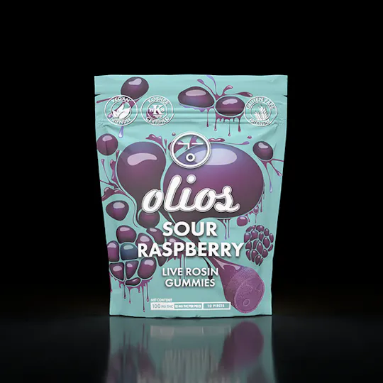 OLIO - Olio | Sour Raspberry Live Rosin Gummies | 100mg | 10ct | 10mg/ea - 1