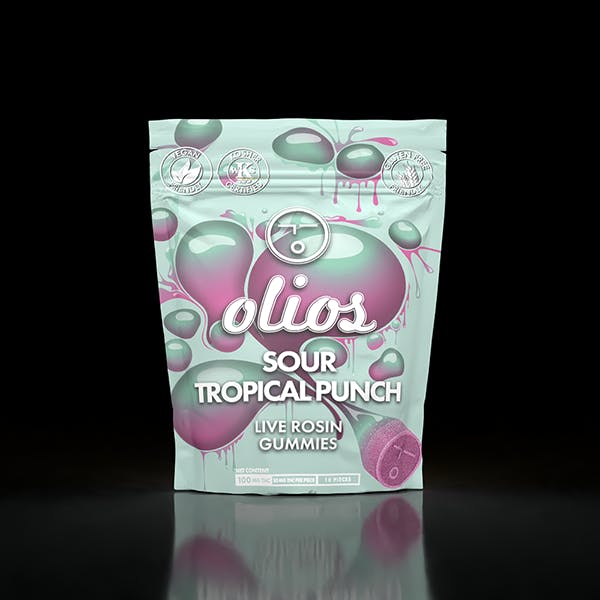 OLIO - Olio | Sour Tropical Fruit Live Rosin Gummies | 100mg | 10ct | 10mg/ea - 1