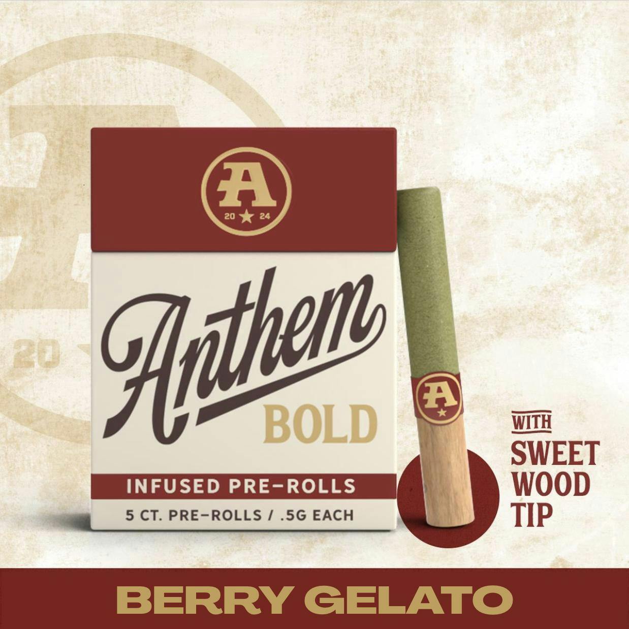 Anthem - Bold Wood Tip Infused Berry Gelato Pre-Roll pack 2.5g (0.5g ea | 5 pack) - 1