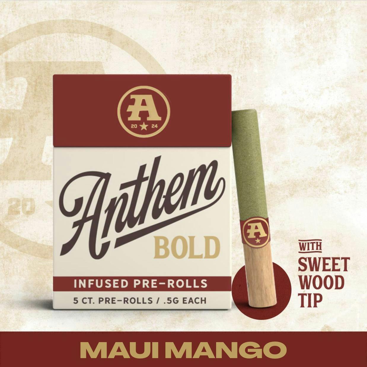 Anthem - Bold Wood Tip Infused Maui Mango Pre-Roll pack 2.5g (0.5g ea | 5 pack) - 1