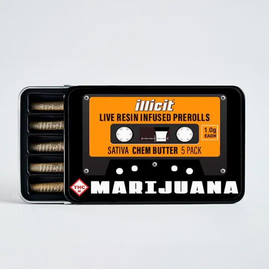 ILLICIT - Chem Butter Live Resin Infused 1g Prerolls 5-Pack - 1