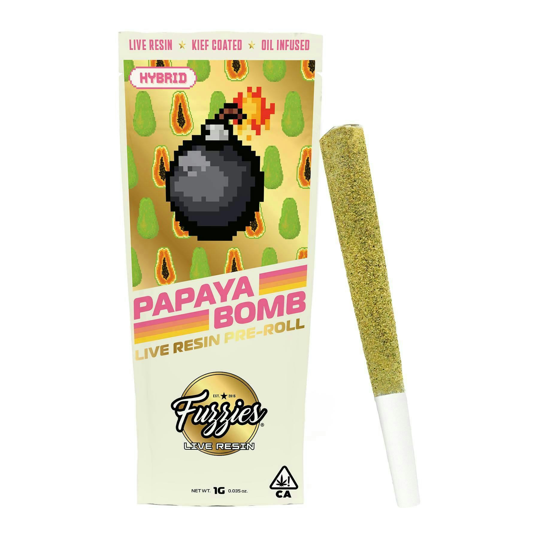 Fuzzies - Fuzzies | Papaya Bomb | Live Resin Infused Joint | 1.5g - 1