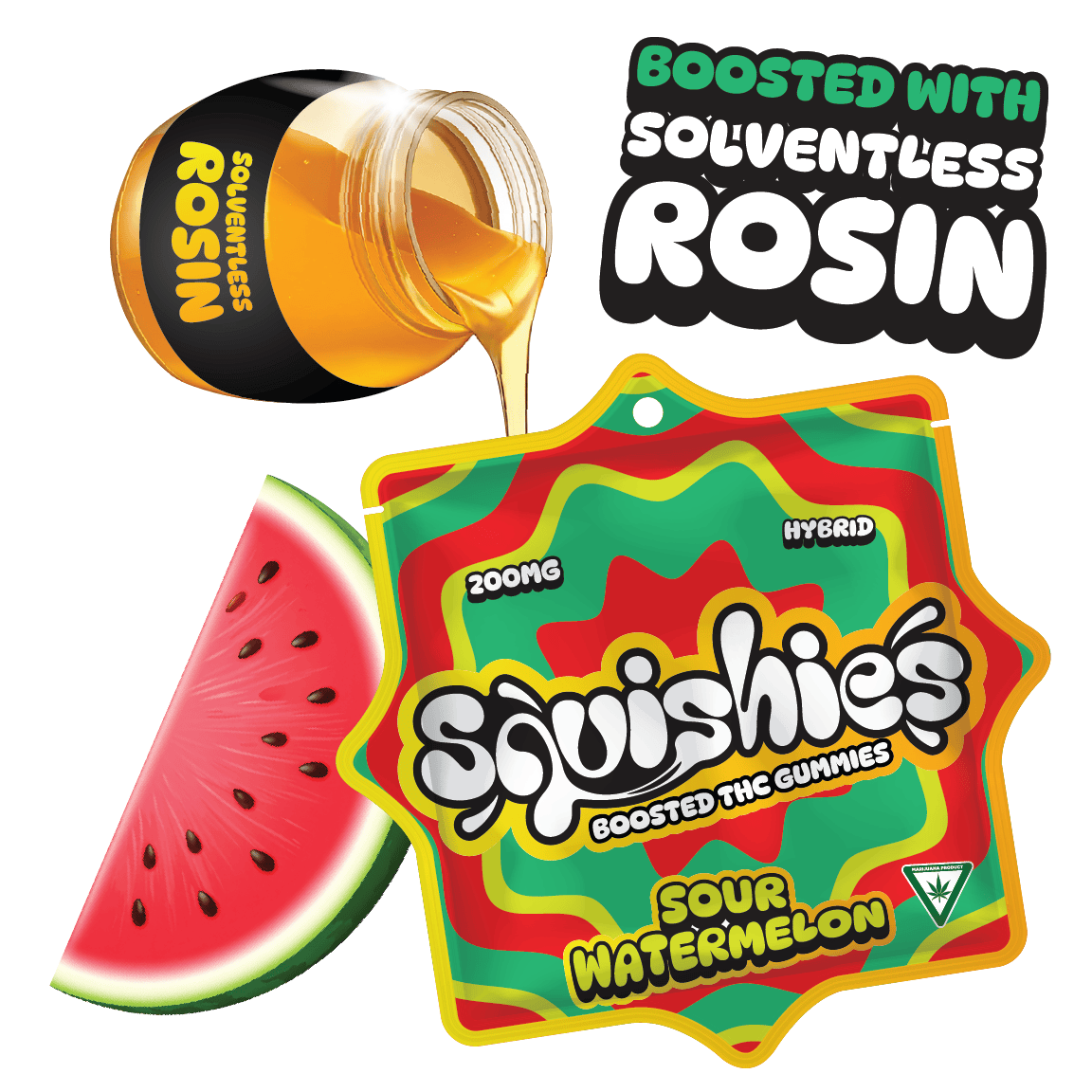 Squishies - Squishies | Sour Watermelon Gummies | 200mg | 10ct | 20mg/ea - 1