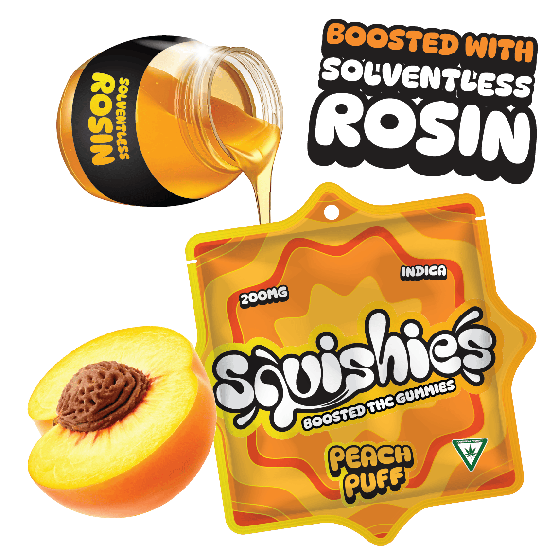 Squishies - Squishies | Peach Puff Gummies | 200mg | 10ct | 20mg/ea - 1