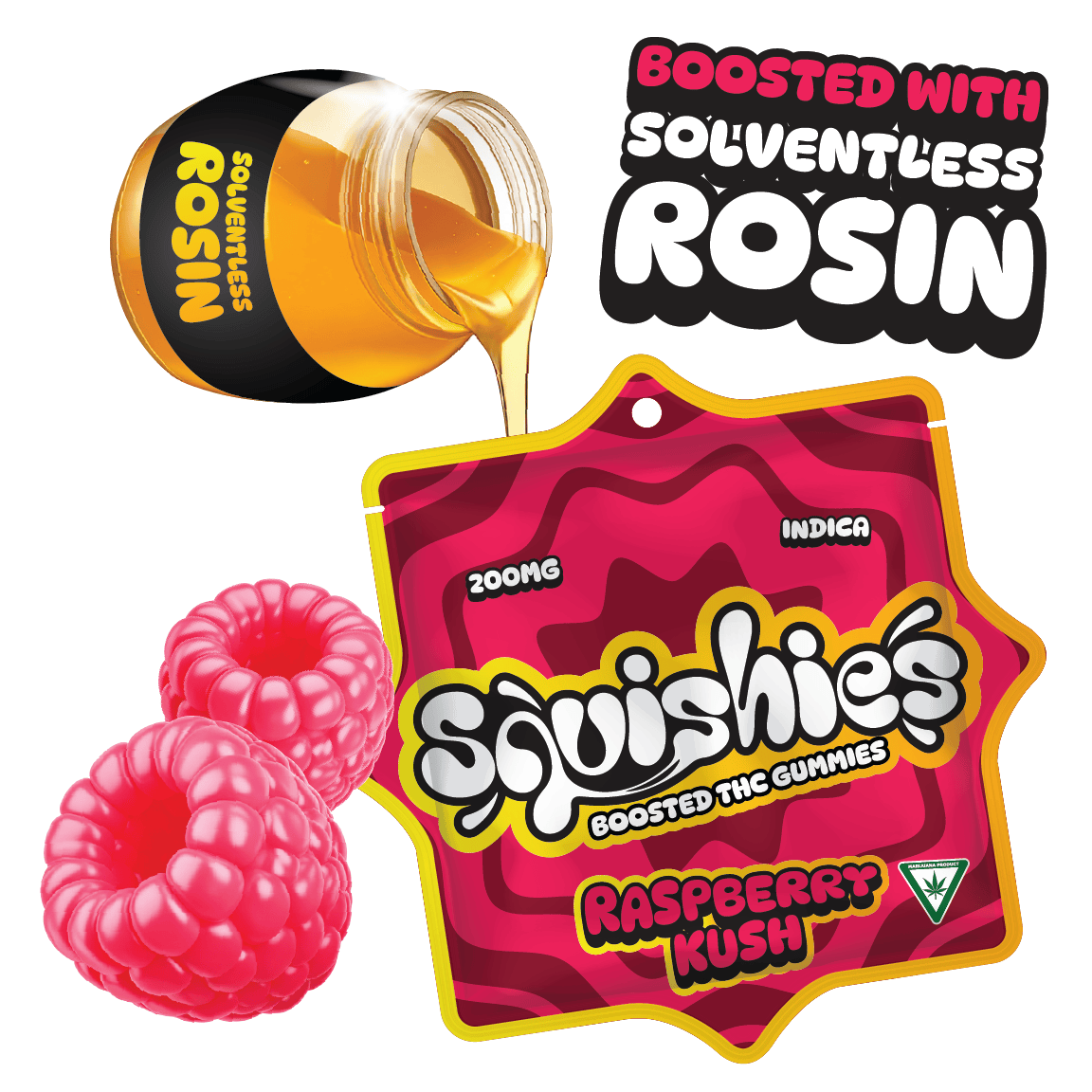 Squishies - Squishies | Raspberry Kush Gummies | 200mg | 10ct | 20mg/ea - 1
