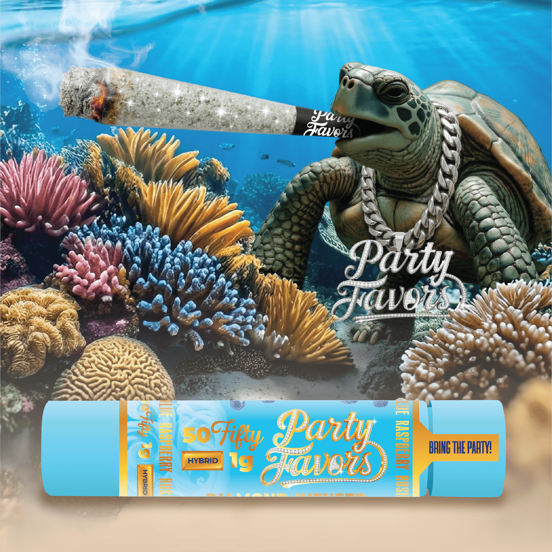 Party Favors - Party Favors | Blue Raspberry Rush | Diamond Infused Joint | 1g - 1
