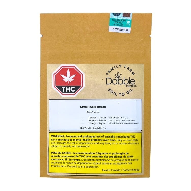 Dabble Cannabis Co. - Dabble Cannabis Co | Mexicola | Live Rosin | 1g - 1