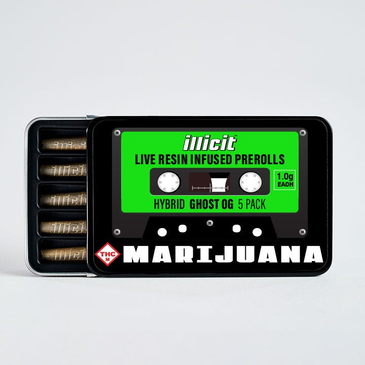 ILLICIT - Ghost OG Live Resin Infused 1g Prerolls 5-Pack - 1