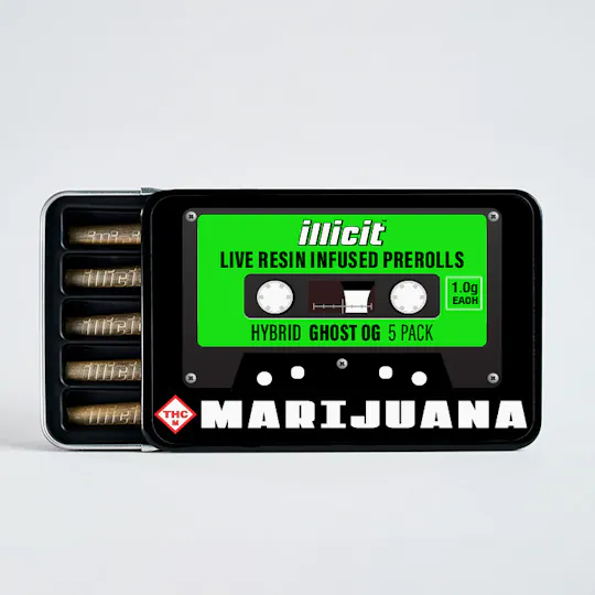 ILLICIT - Ghost OG Live Resin Infused 1g Prerolls 5-Pack - 1