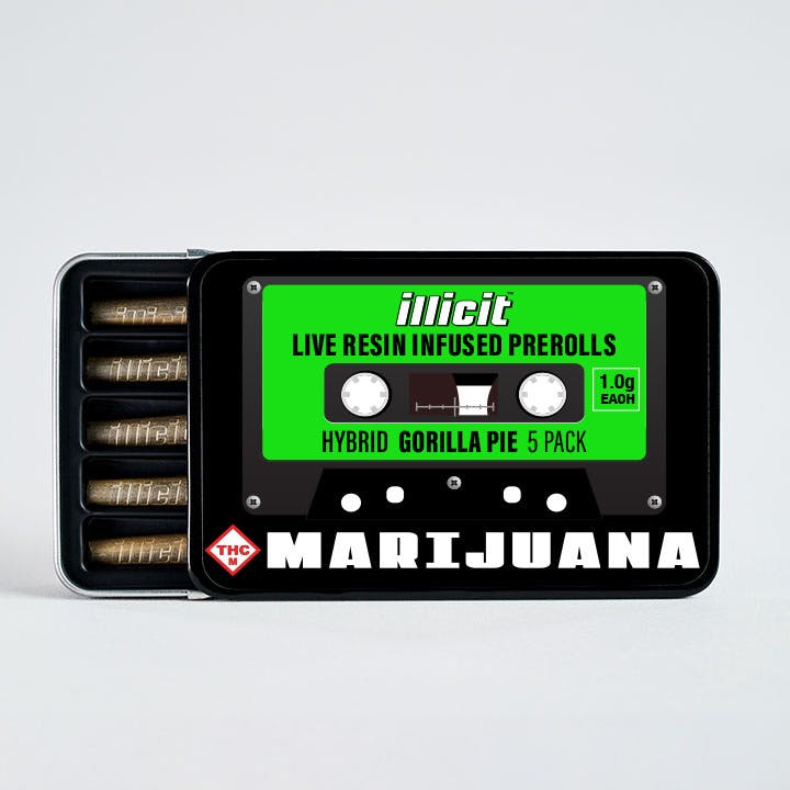 ILLICIT - Gorilla Pie Live Resin Infused 1g Prerolls 5-Pack - 1