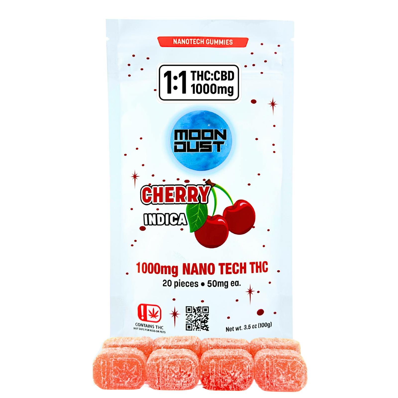MOON DUST - Moon Dust | Cherry 1:1 Nano Gummies | 1000mg | 20ct | 50mg/ea - 1