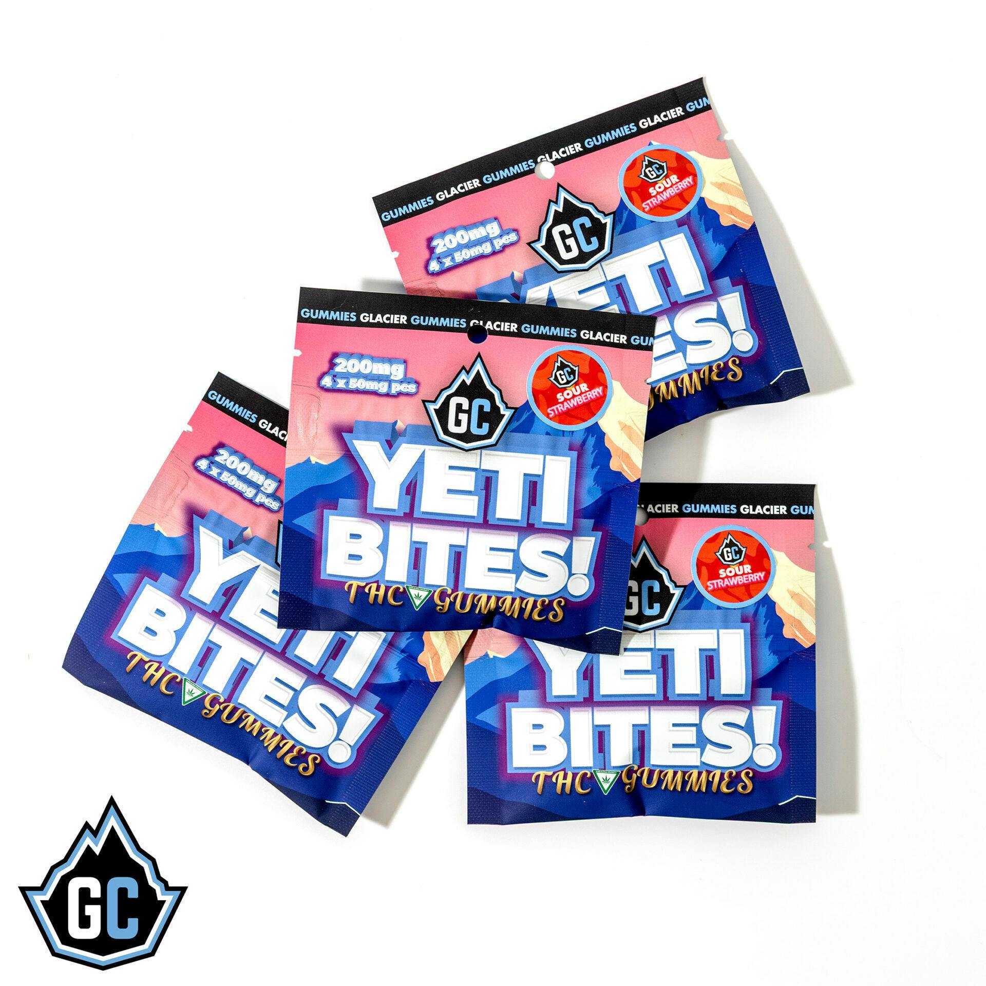 Glacier Cannabis - Glacier | Yeti Bites | Sour Blue Razz Gummies | 200mg | 4ct | 50mg/ea - 1