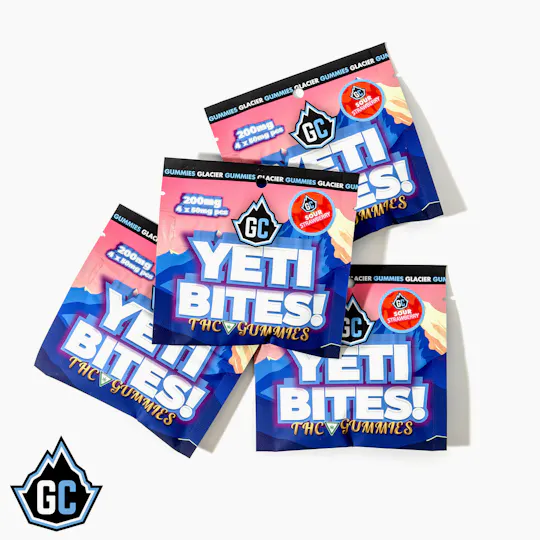 Glacier Cannabis - Glacier | Yeti Bites | Sour Blue Razz Gummies | 200mg | 4ct | 50mg/ea - 1
