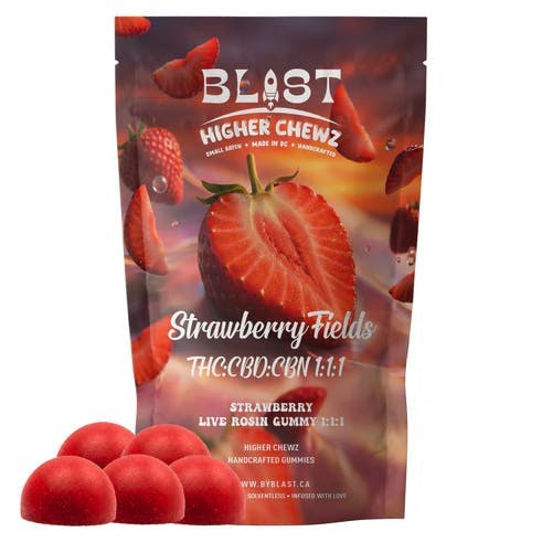 Blast - Higher Chewz | Strawberry Fields 1:1:1 Gummies | 10mg | 5ct | 2mg/ea - 1