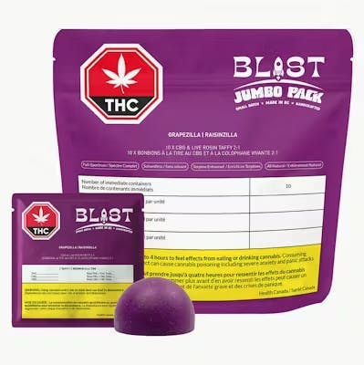 Blast - Blast | JUMBO | Grapeziilla Live Rosin Gummies 2:1 | 100mg | 10ct | 10mg/ea - 1