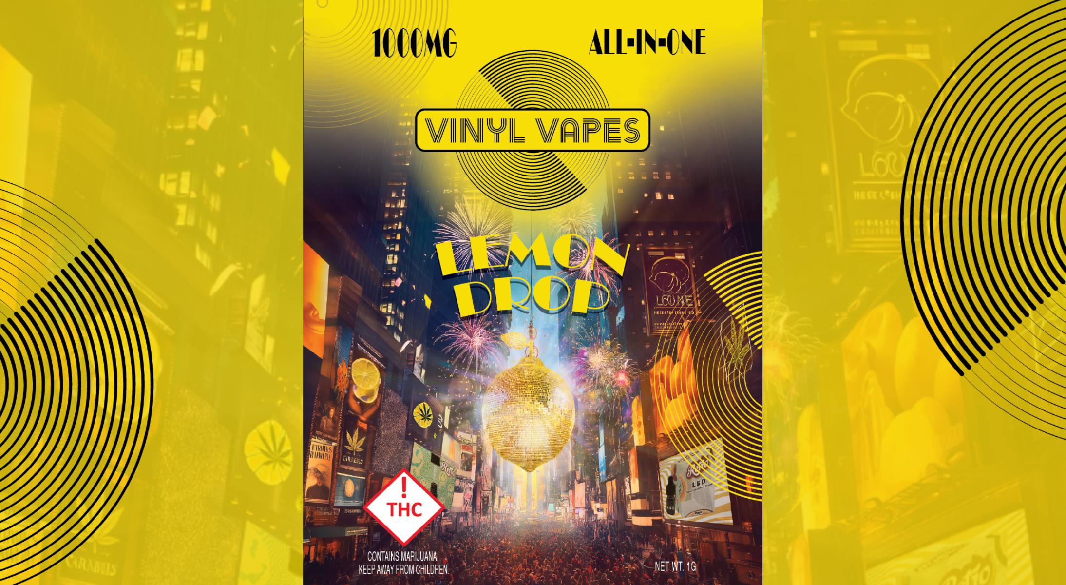 Vinyl Vapes - Lemon Drop 1G All-In-One Disposable Vape - 1