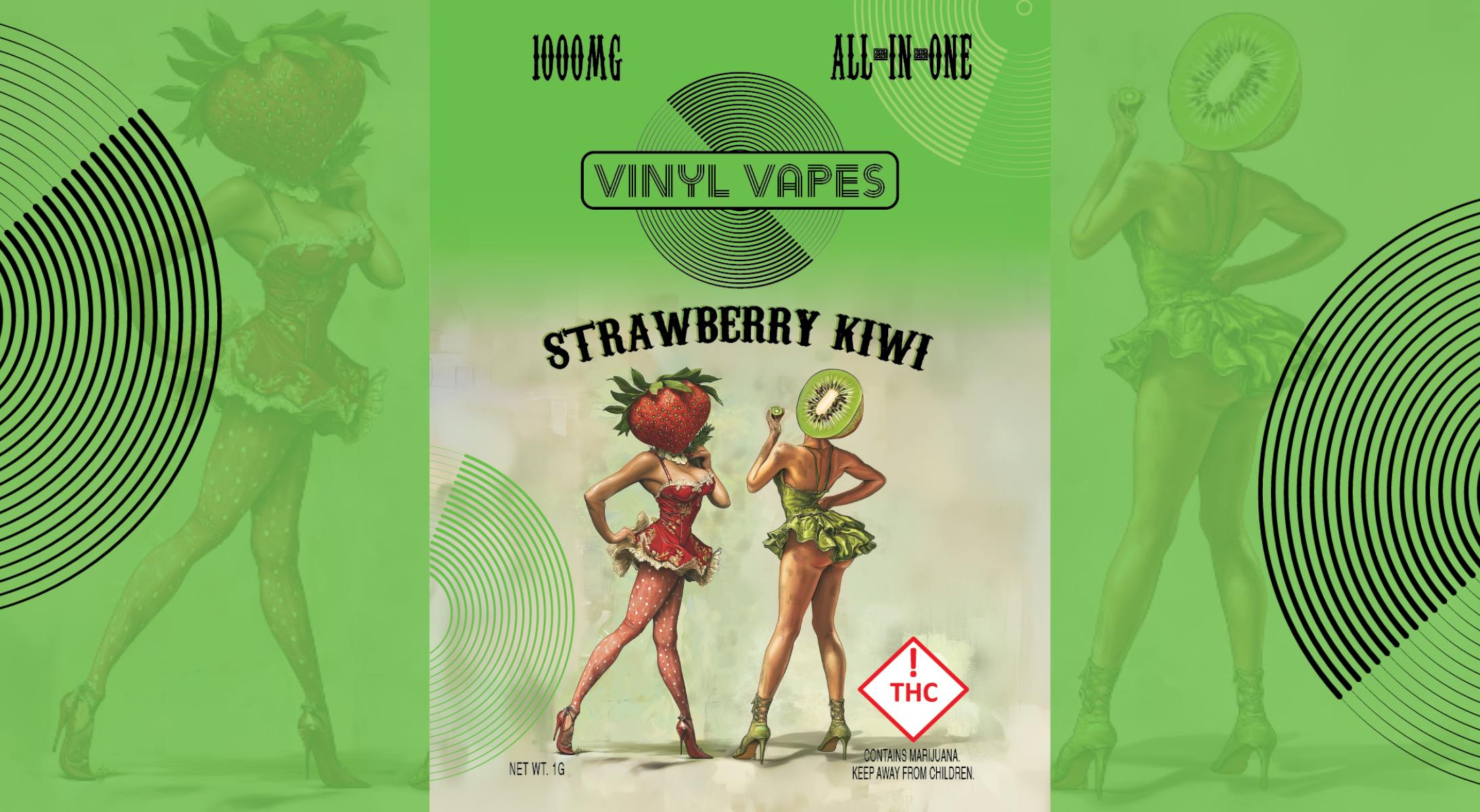 Vinyl Vapes - Strawberry Kiwi 1G All-In-One Disposable Vape - 1