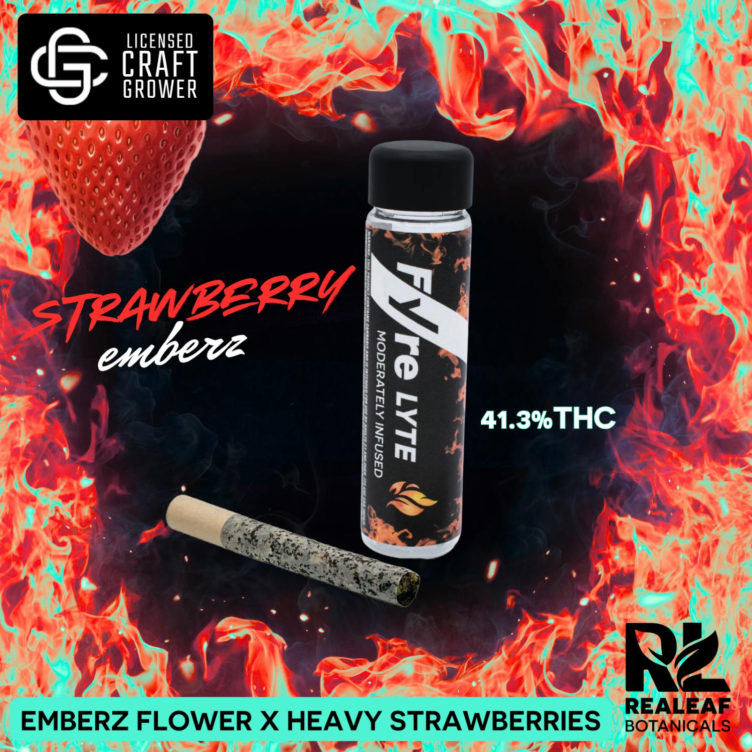 Realeaf Botanicals - Fyre Lyte Strawberry Emberz Infused Pre-Roll 1.0g - 1