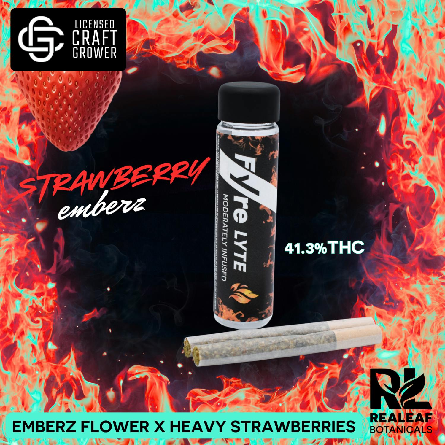 Realeaf Botanicals - Fyre Lyte Strawberry Emberz Infused Pre-Rolls 2-Pack 1.0g - 1