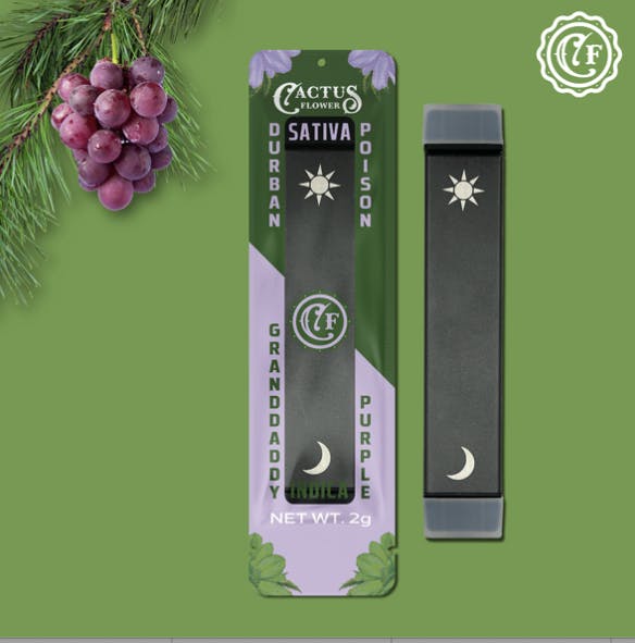 Cactus Flower - Cactus Flower | Durban Poison/Grandaddy Purple | Disposable | 2g - 1