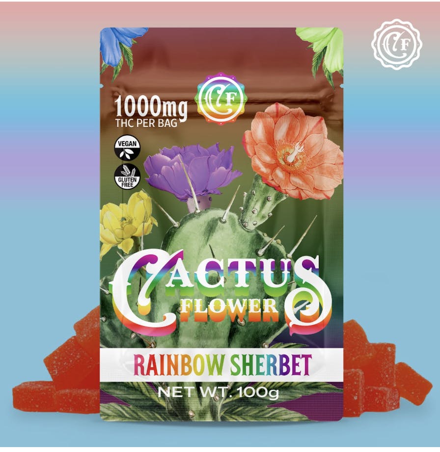 Cactus Flower - Cactus Flower | Rainbow Sherbet Gummies | 100mg/each | 10ct | 1000mg - 1