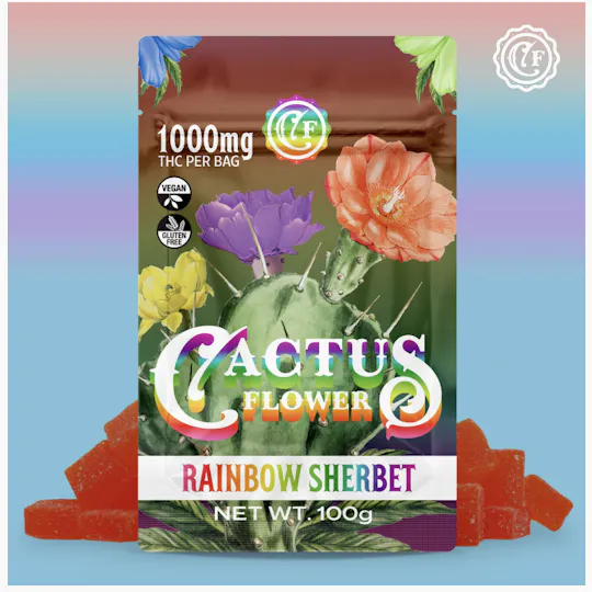 Cactus Flower - Cactus Flower | Rainbow Sherbet Gummies | 100mg/each | 10ct | 1000mg - 1