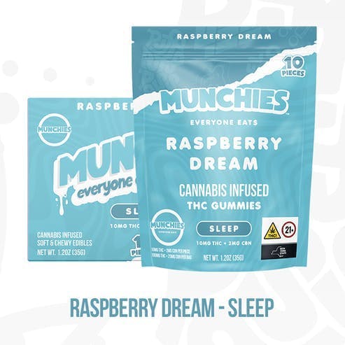 Munchies - Munchies | Sleep | Raspberry Dream Gummies | 100mg | 10ct | 10mg/ea - 1