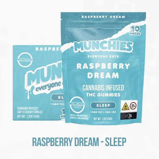 Munchies - Munchies | Sleep | Raspberry Dream Gummies | 100mg | 10ct | 10mg/ea - 1