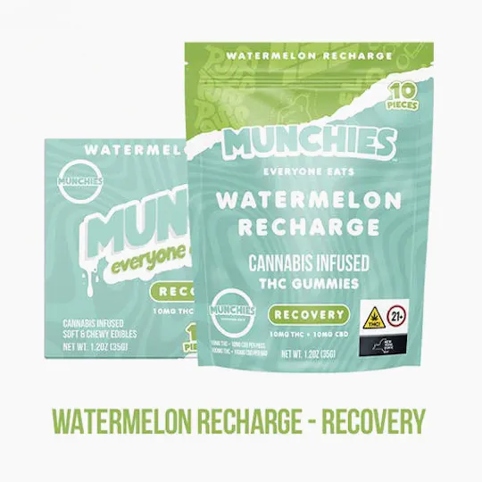 Munchies - Munchies | (Recovery) Watermelon Recharge Gummies | 100mg | 10ct | 10mg/ea - 1