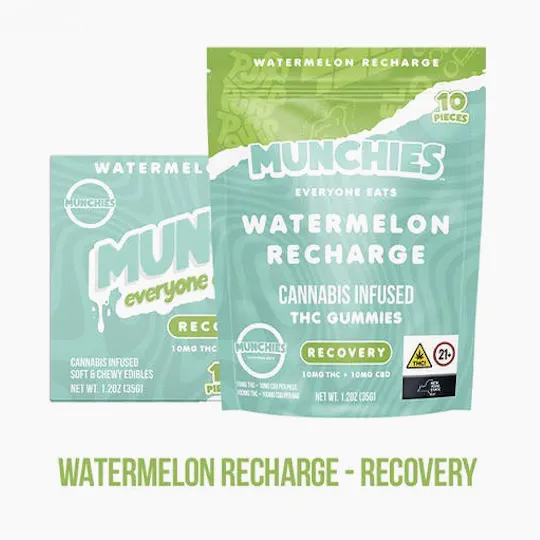 Munchies - Munchies | Recharge | Watermelon Recharge Gummies | 100mg | 10ct | 10mg/ea - 1