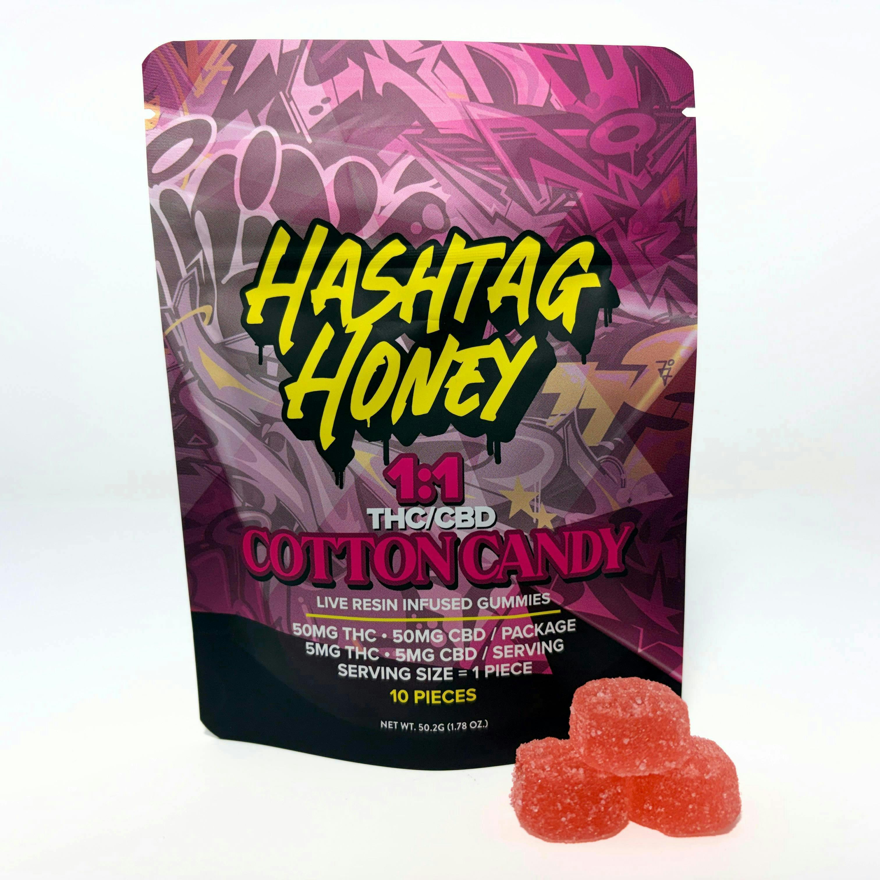 Cotton Candy 1:1 THC:CBD Live Resin Gummies | 100mg | 10ct | 10mg