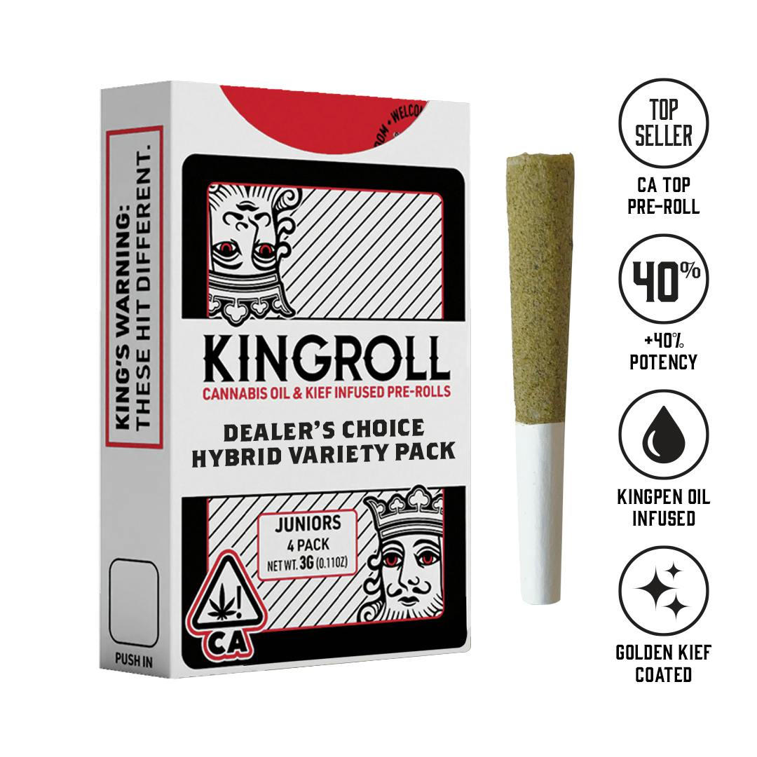 Kingroll - Kingroll Jr's | Variety Pack Hybrid #1 | Infused Joints | 1.3g each | 4pk - 1