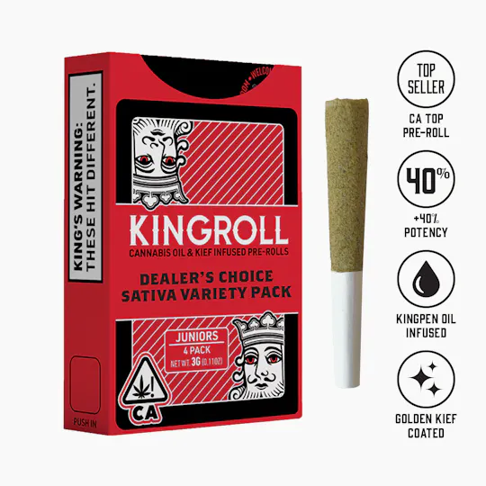 Kingroll - Kingroll Jr's | Variety Pack Sativa #1 | Infused Joints | 1.3g each | 4pk - 1