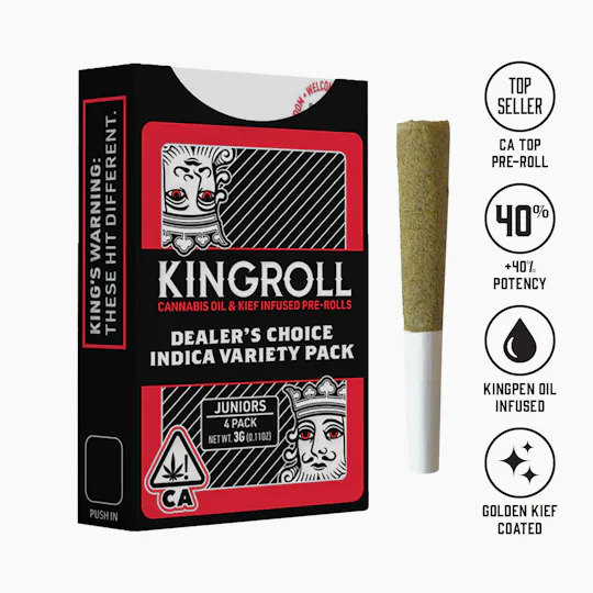 Kingroll - Kingroll Jrs | Indica #9 Variety Pack | Infused Joints | 0.75g each | 4pk - 1