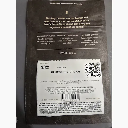 Lowell Farms - LOWELL BIG BUDS 7g Blueberry Dream, Sativa - 1