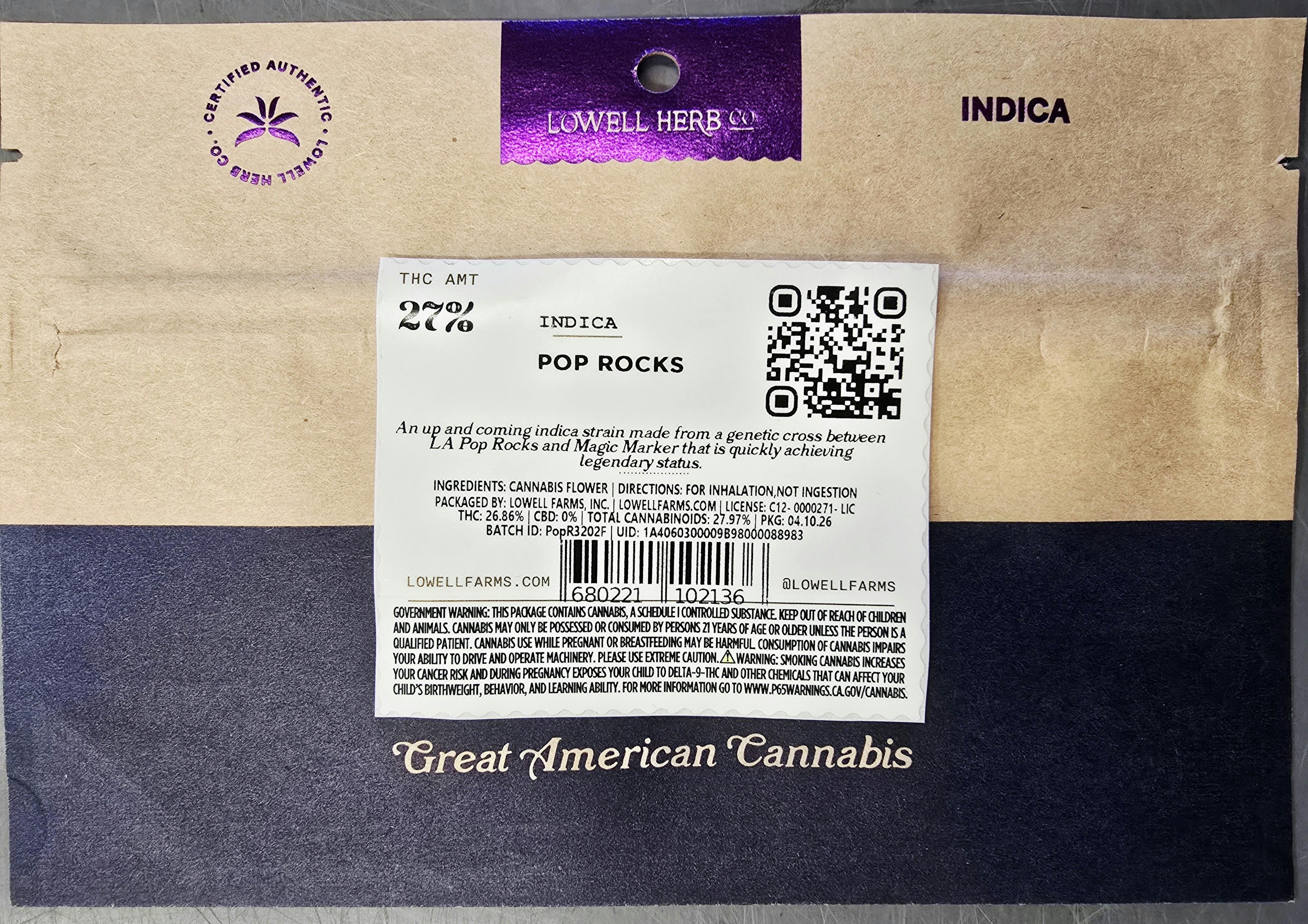 Lowell Farms - LOWELL LITTLES, Pop Rocks, Indica 14g - 1