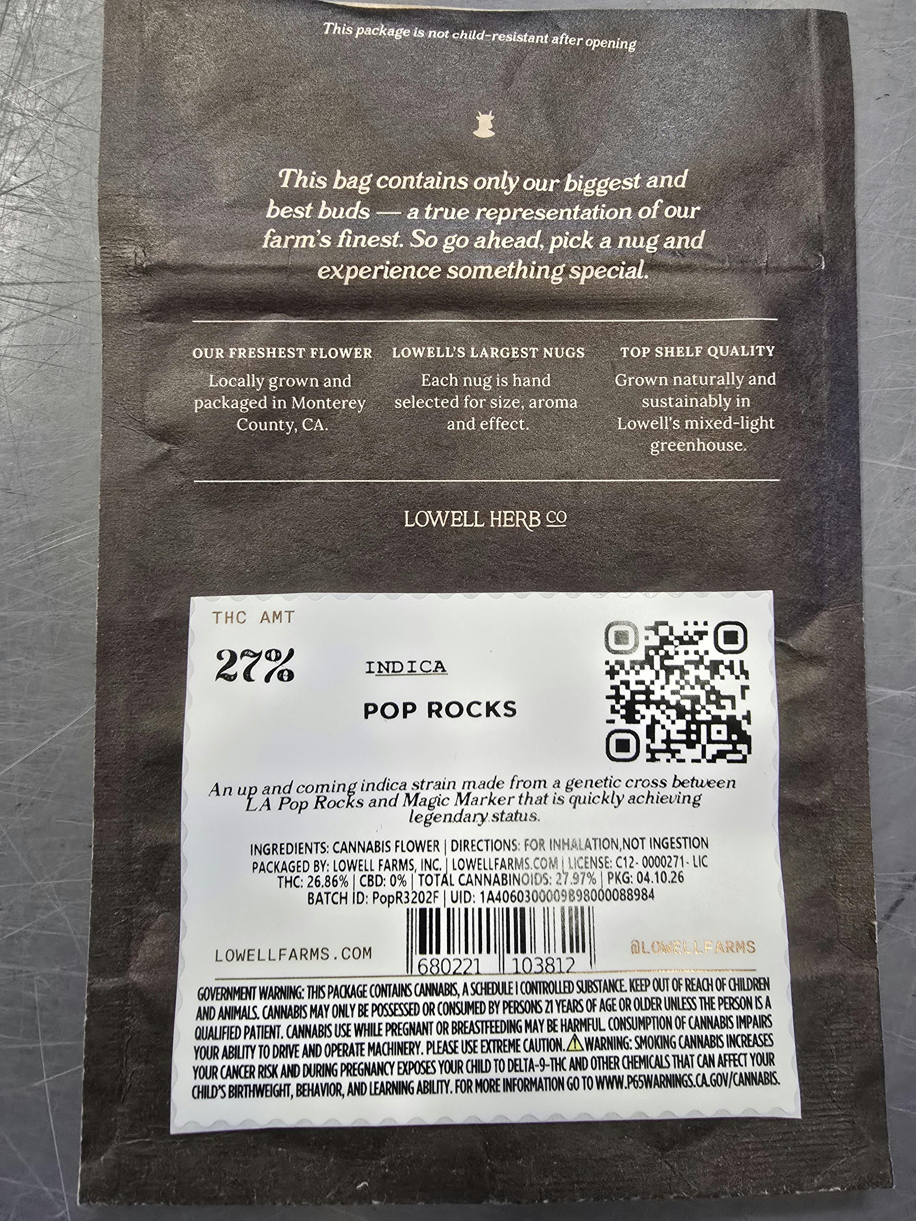 Lowell Farms - LOWELL BIG BUDS 7g Pop Rocks, Indica - 1