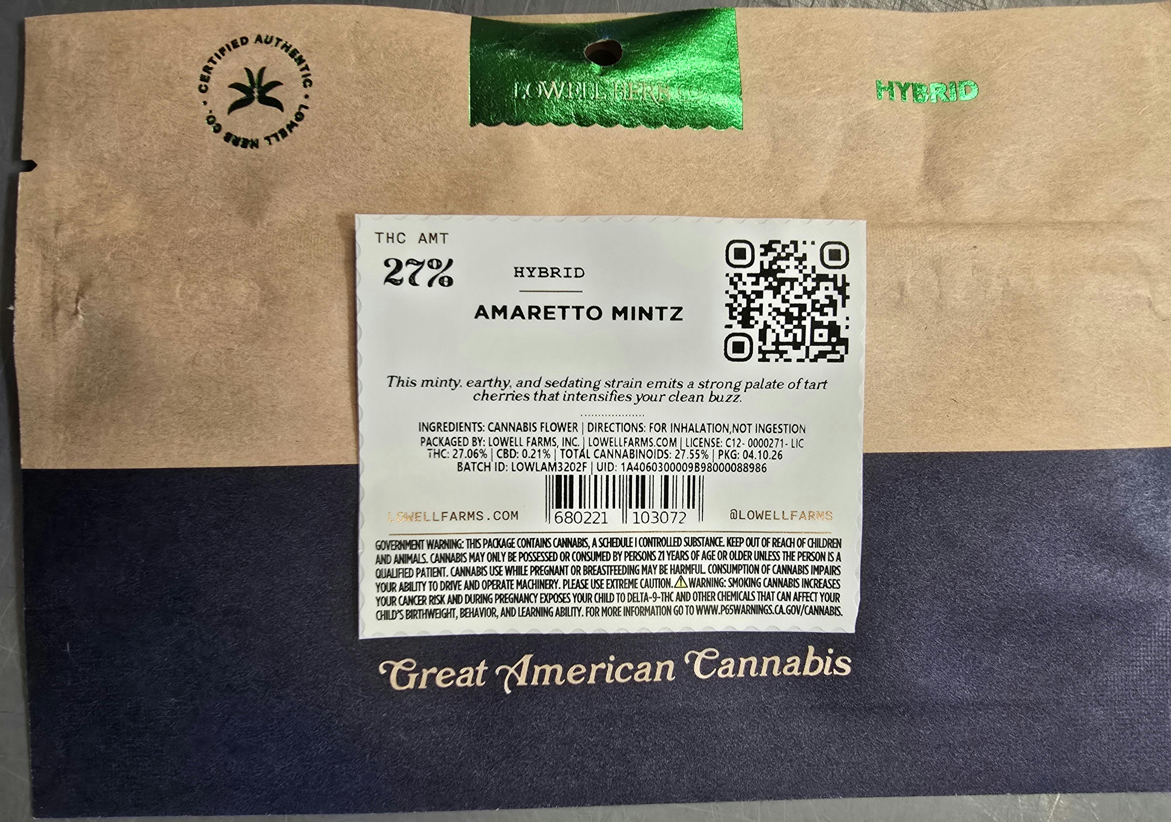 Lowell Farms - LOWELL LITTLES, Amaretto MIntz 14g, Hybrid - 1